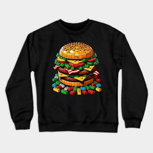 Funny "Brick Burger Feast" Master Block Building Toy Crewneck Sweatshirt